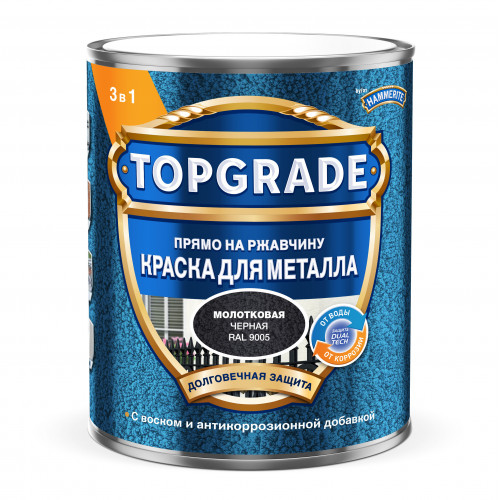 Краска для металла Topgrade молотковая черная RAL 9005 0.75 л
